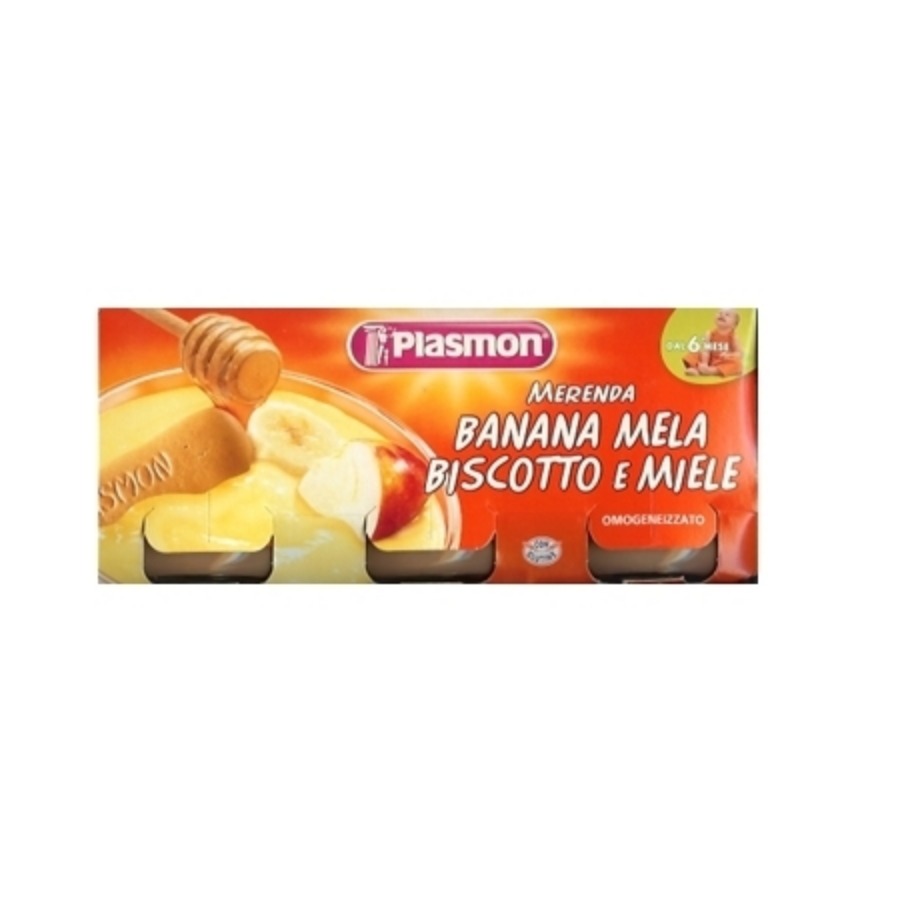 Plasmon Merenda Banana Mela Biscotto Miele 120Gx2