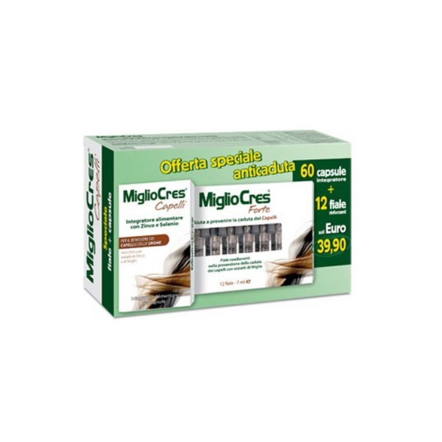 Migliocres Capelli 60 Capsule Compresse + Capelli Forte 12 Fiale OMAGGIO