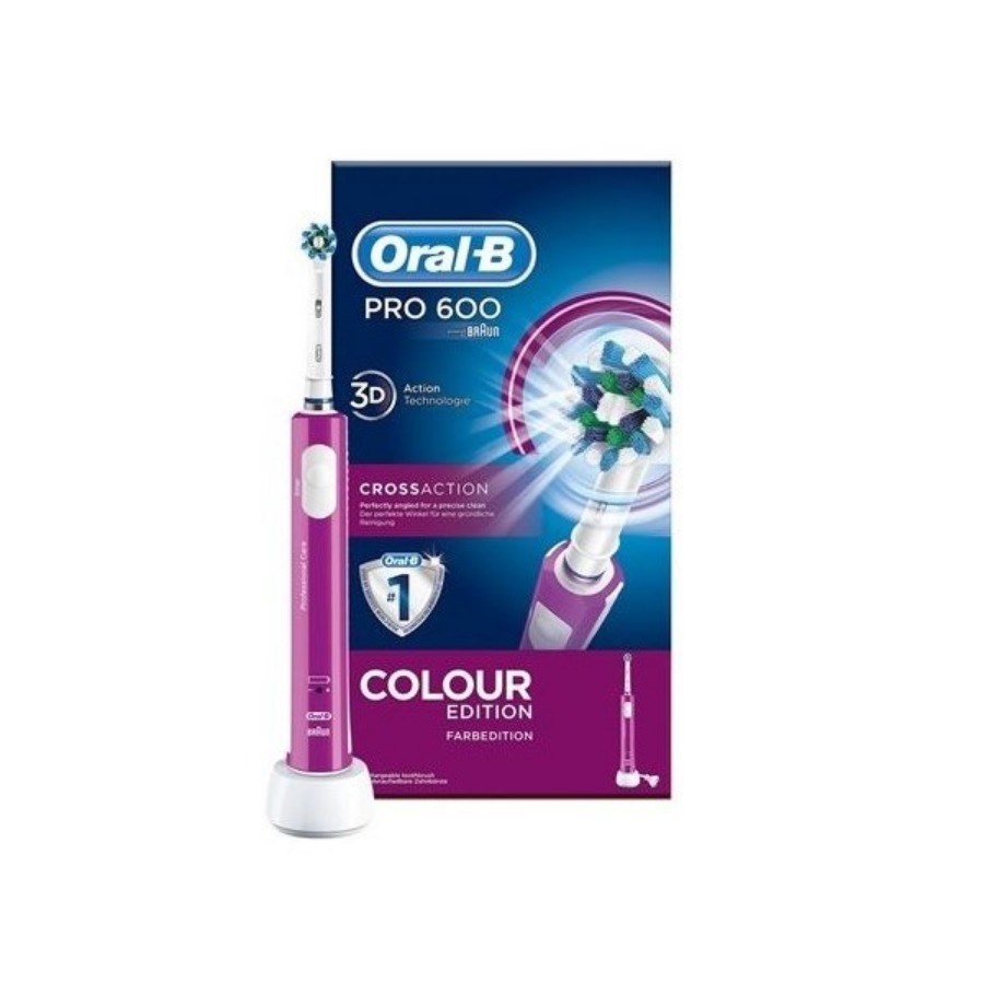 OralB Pro Colour 600 Rosa Crossaction Spazzolino Elettrico
