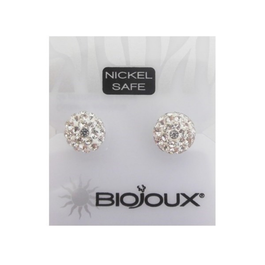 Biojoux Orecchini White Crystal Ball 8MM