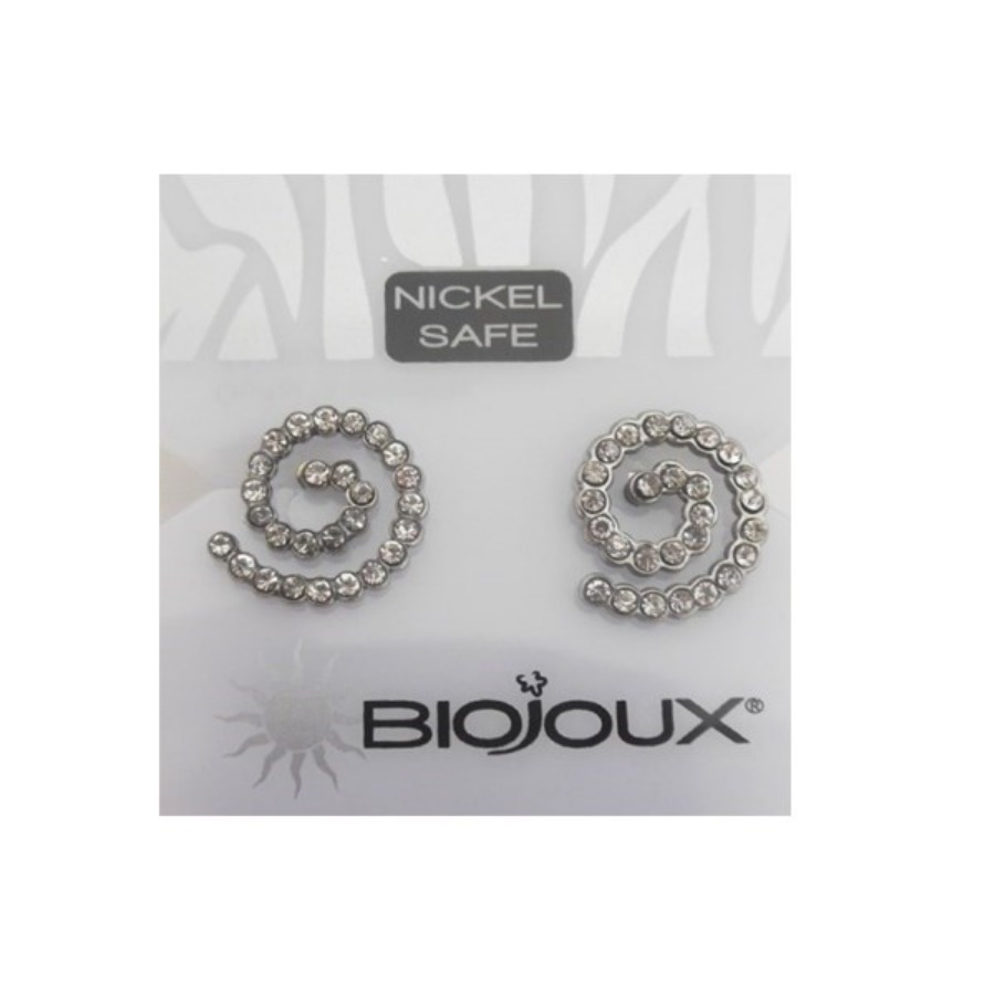 Biojoux Orecchini White Crystal Spiral 12MM