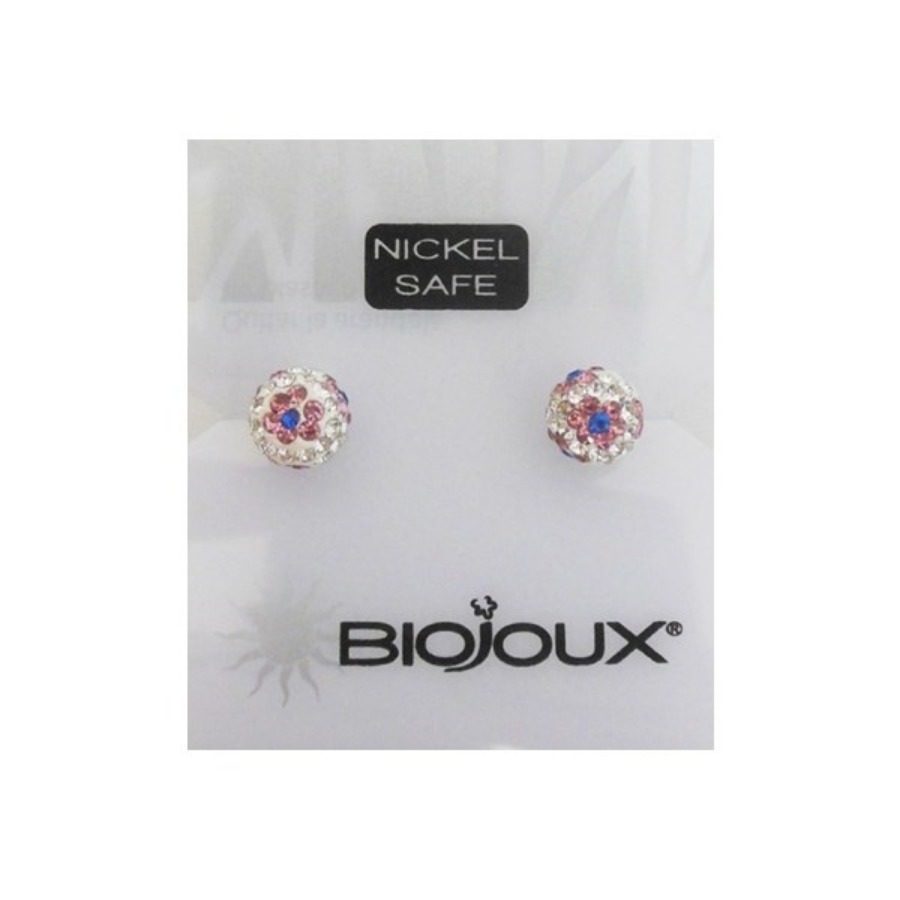 Biojoux Orecchini White Crystal Rose Flower Ball 6MM