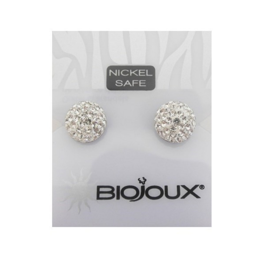 Biojoux Orecchini White Crystal Half Ball 8MM