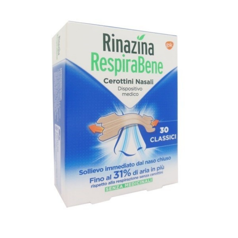 Rinazina Respira Bene Cerotti Nasali Classici 30 Pezzi