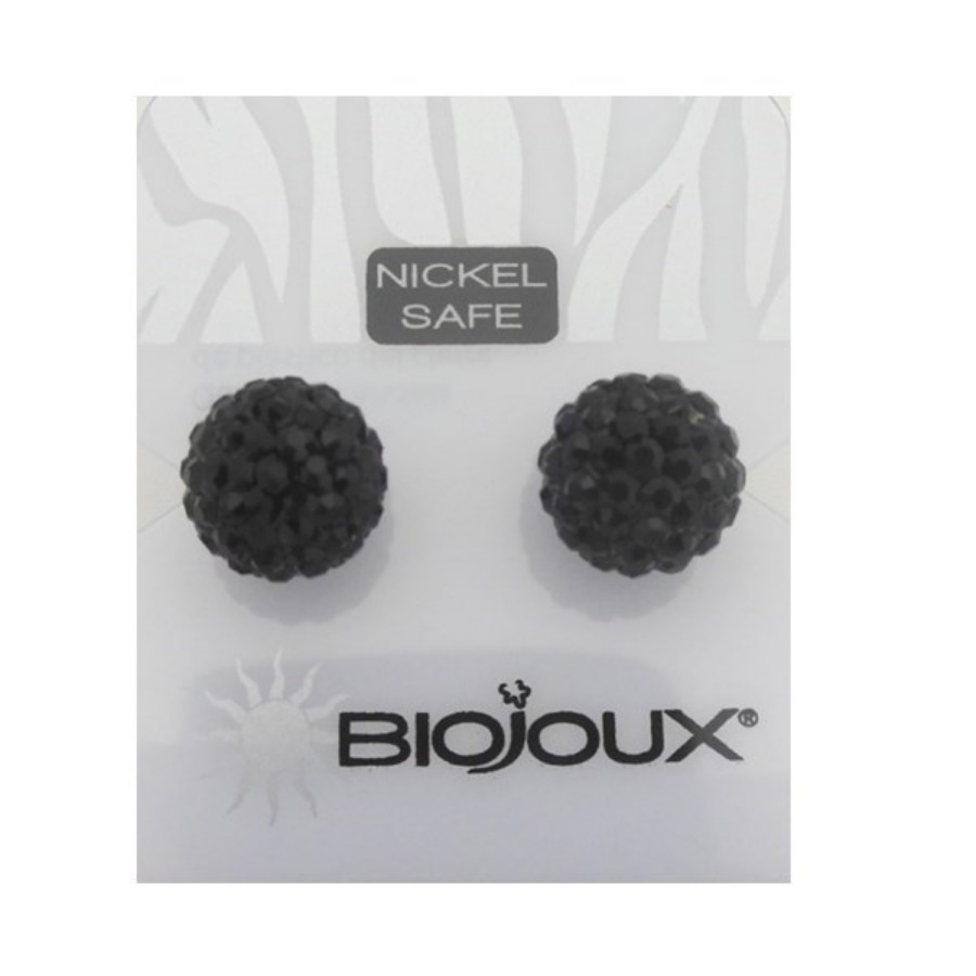 Biojoux Orecchini Black Crystal Ball 10 mm