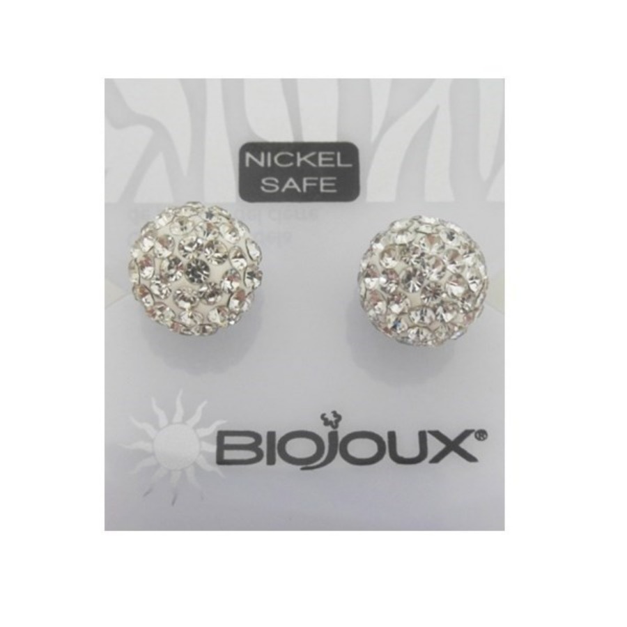 Biojoux Orecchini White Crystal Ball 10 mm