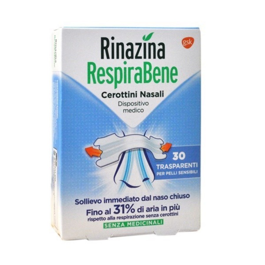 Rinazina Respira Bene Cerotti Nasali Trasparenti 30 Pezzi