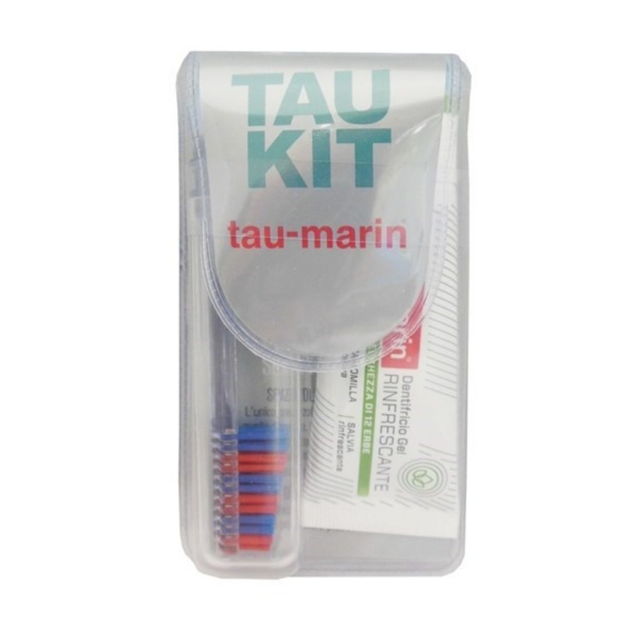 Taumarin Kit Viaggio Spazzolino Setole Dure e Gel Dentifricio Erbe