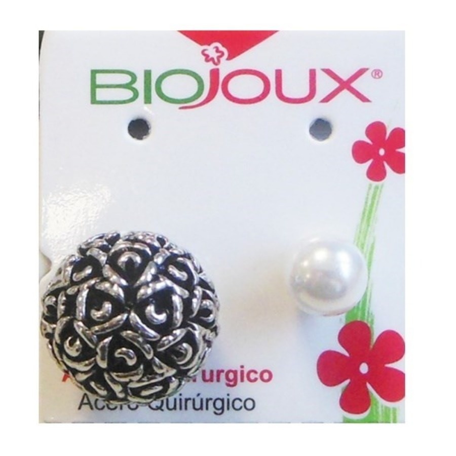 Biojoux Orecchini Double Bal White Pearl Metal