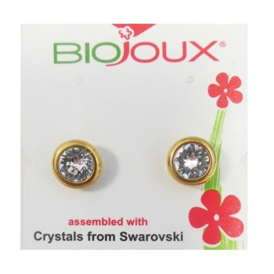 Biojoux Orecchini Fat Golden Bezel con Cristallo Swarovski 5MM