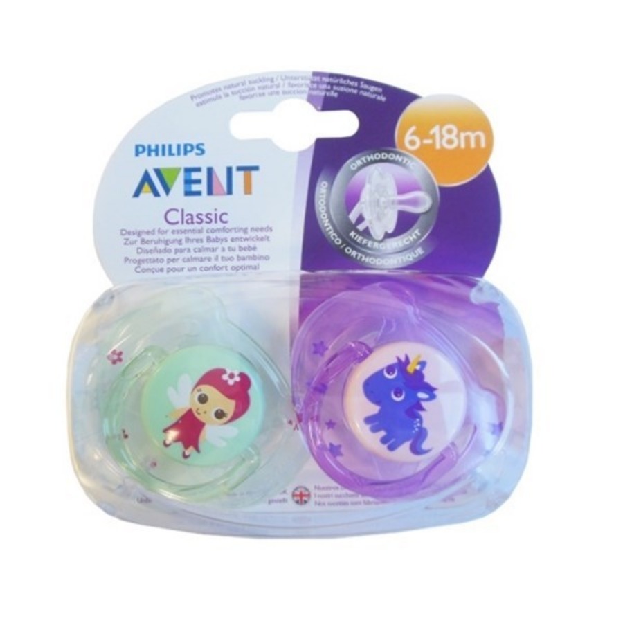 Avent Classic 2 Succhietti Ortodontici 6-18 Mesi Girl