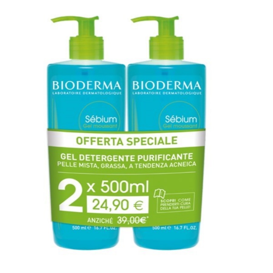 Bioderma Sebium Gel Detergente Purificante Due Confezioni da 500ml PROMOZIONE