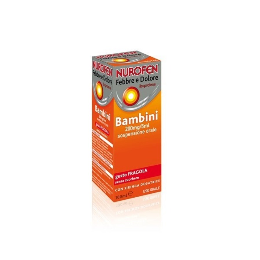 Nurofen Febbre e Dolore Bambini Sciroppo Sospensione Orale 200mg/5ml Gusto Fragola 100ml