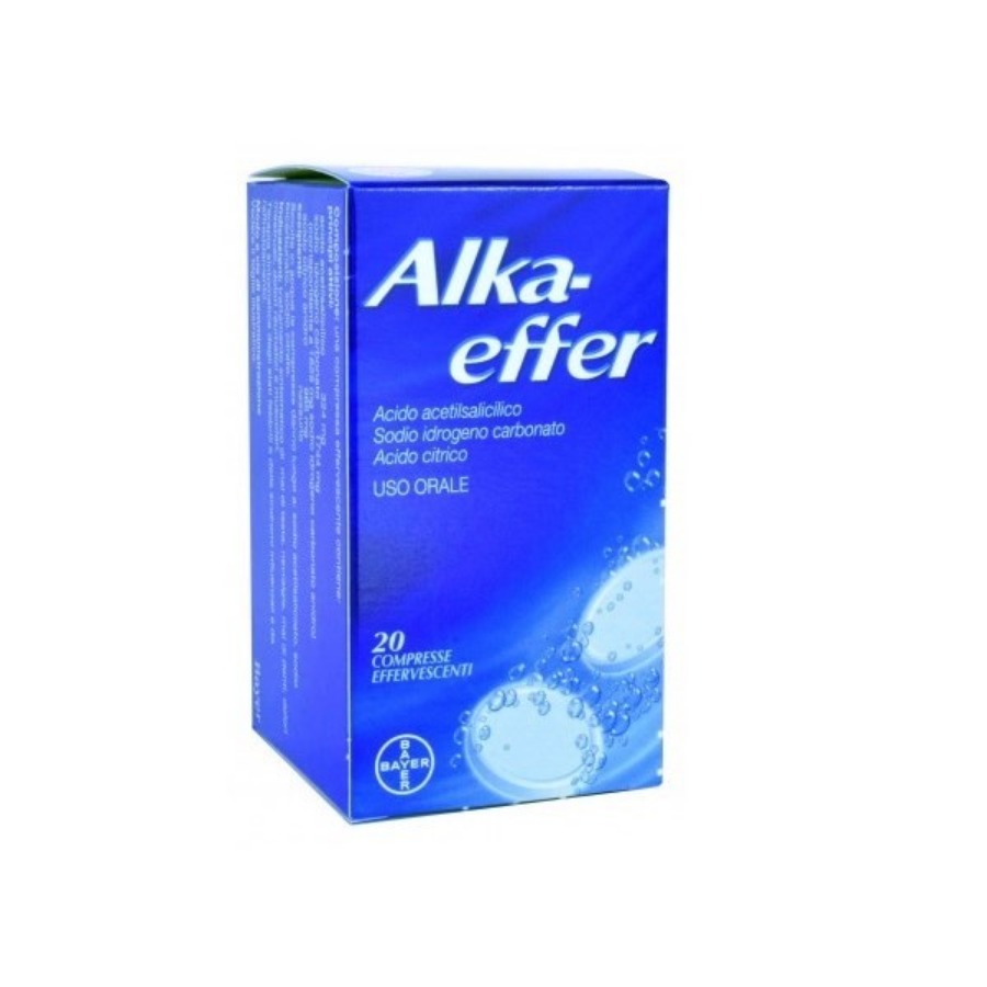 Alkaeffer Antidolorifico Trattamento Febbre e Dolore con Acido Acetilsalicilico 20 Compresse Effervescenti