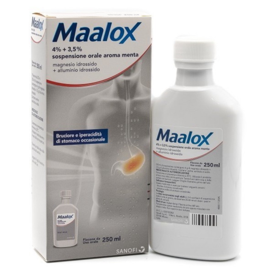 Maalox 4% +3,5% Sciroppo Sospensione Orale Aroma Menta 250ml