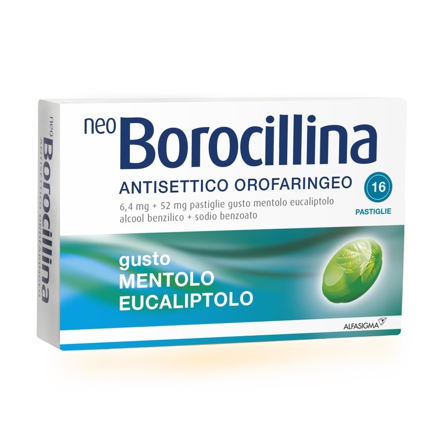 Neoborocillina Antisettico 16 Pastiglie Gusto Menta Eucaliptolo