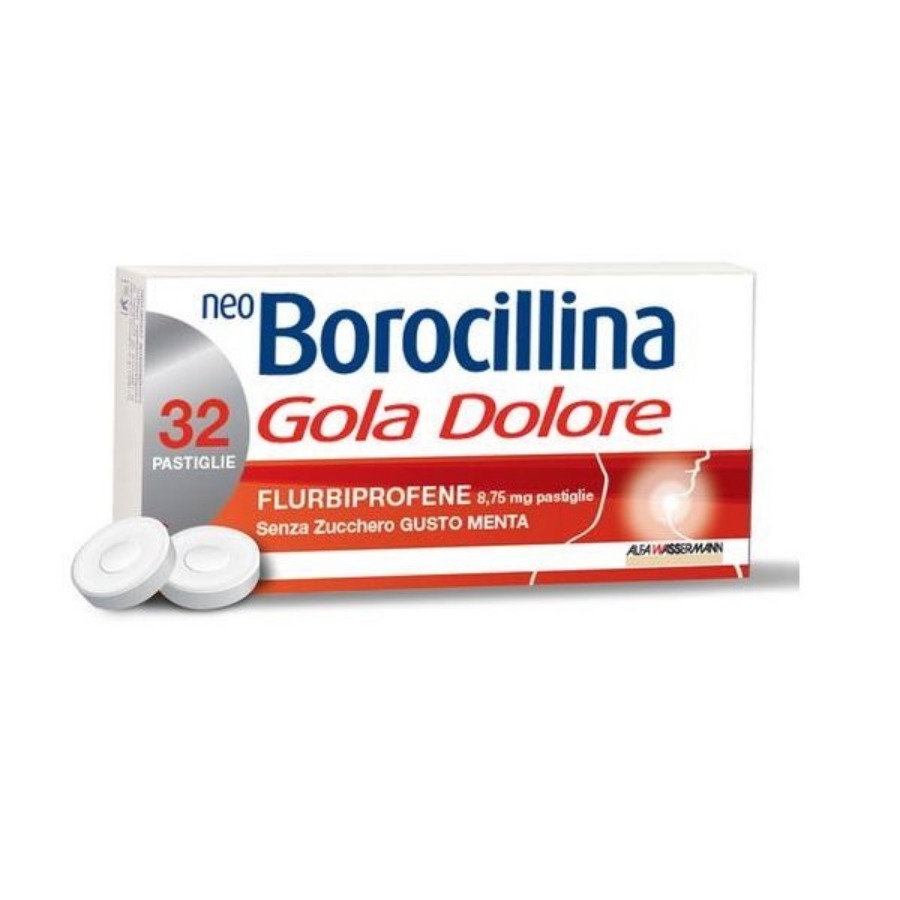 Neoborocillina Gola Dolore 32 Pastiglie Gusto Menta Senza Zucchero