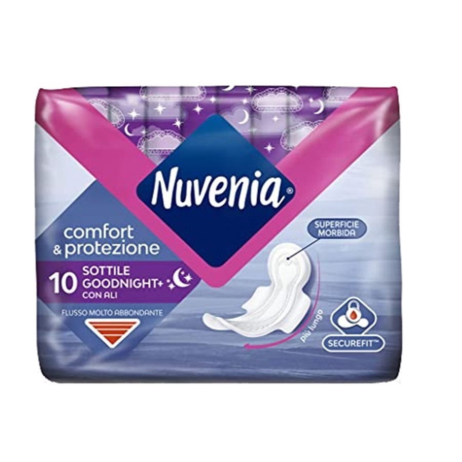 Nuvenia Comfort e Protezione 10 Assorbenti con Ali Notte