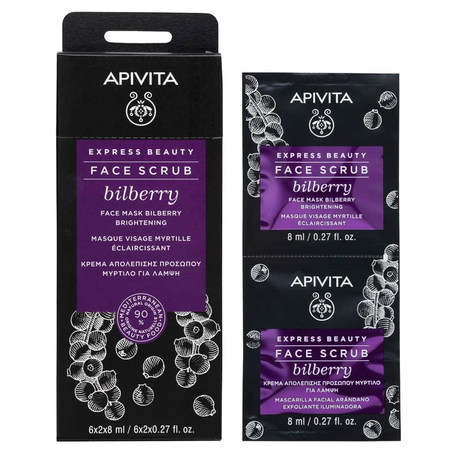 Apivita Express Beauty Scrub Viso Illuminante Mirtillo 2x8ML