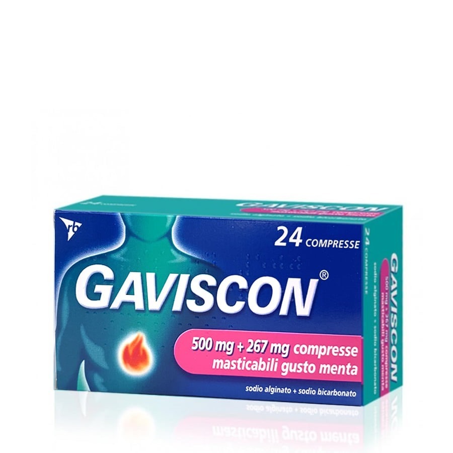 Gaviscon 500mg+267MG 24 Compresse Masticabili Gusto Menta