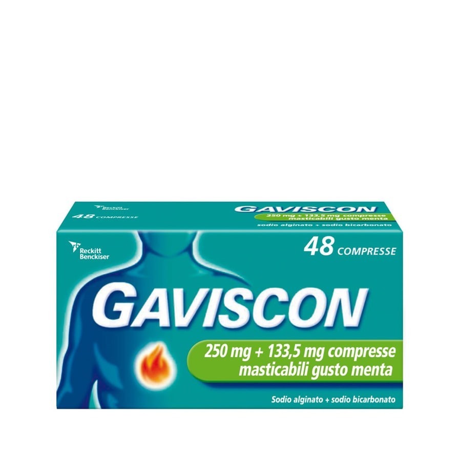 Gaviscon 250MG+133,5MG 48 Compresse Masticabili Gusto Menta