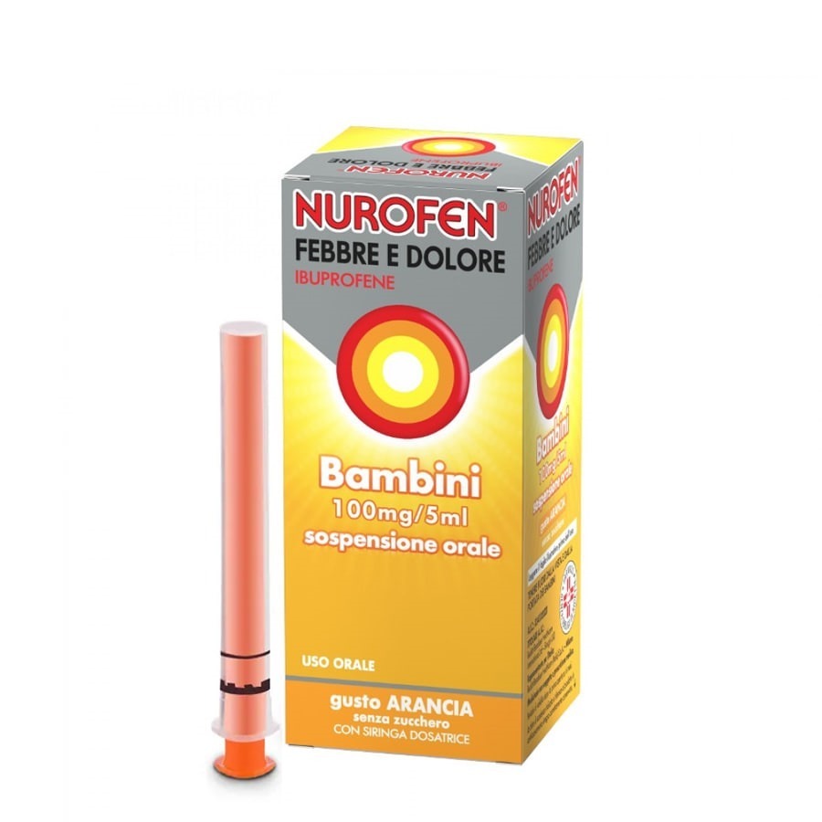 Nurofen Febbre e Dolore Bambini Sciroppo Sospensione Orale 100mg/5ml Gusto Arancia 150ml