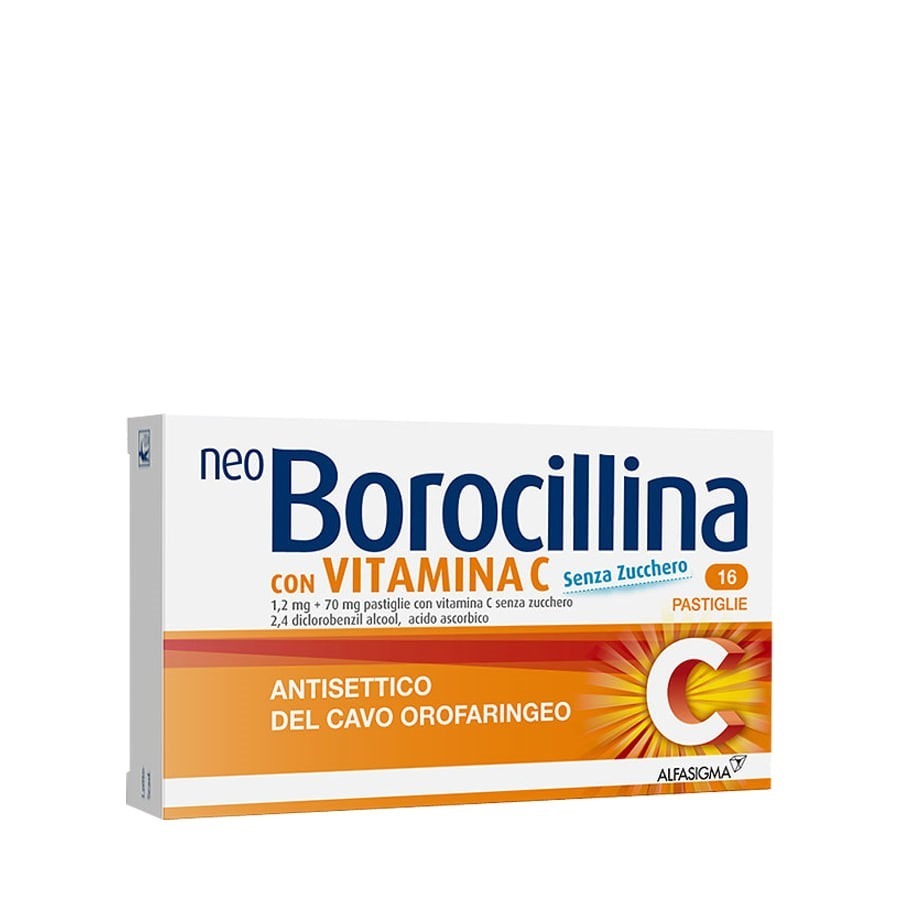 Neoborocillina Antisettico Vitamina C 16 Pastiglie Senza Zucchero