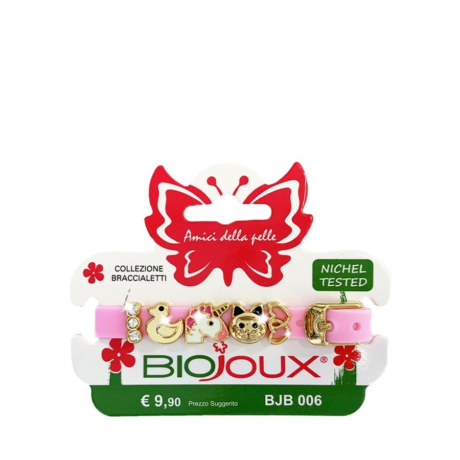 Biojoux Braccialetto Silicone Rose Charms Metallo