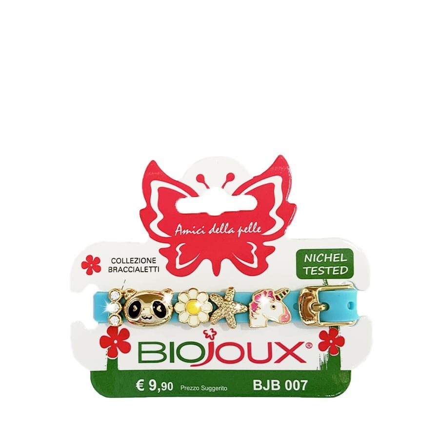 Biojoux Braccialetto Silicone Aqua Charms Metallo