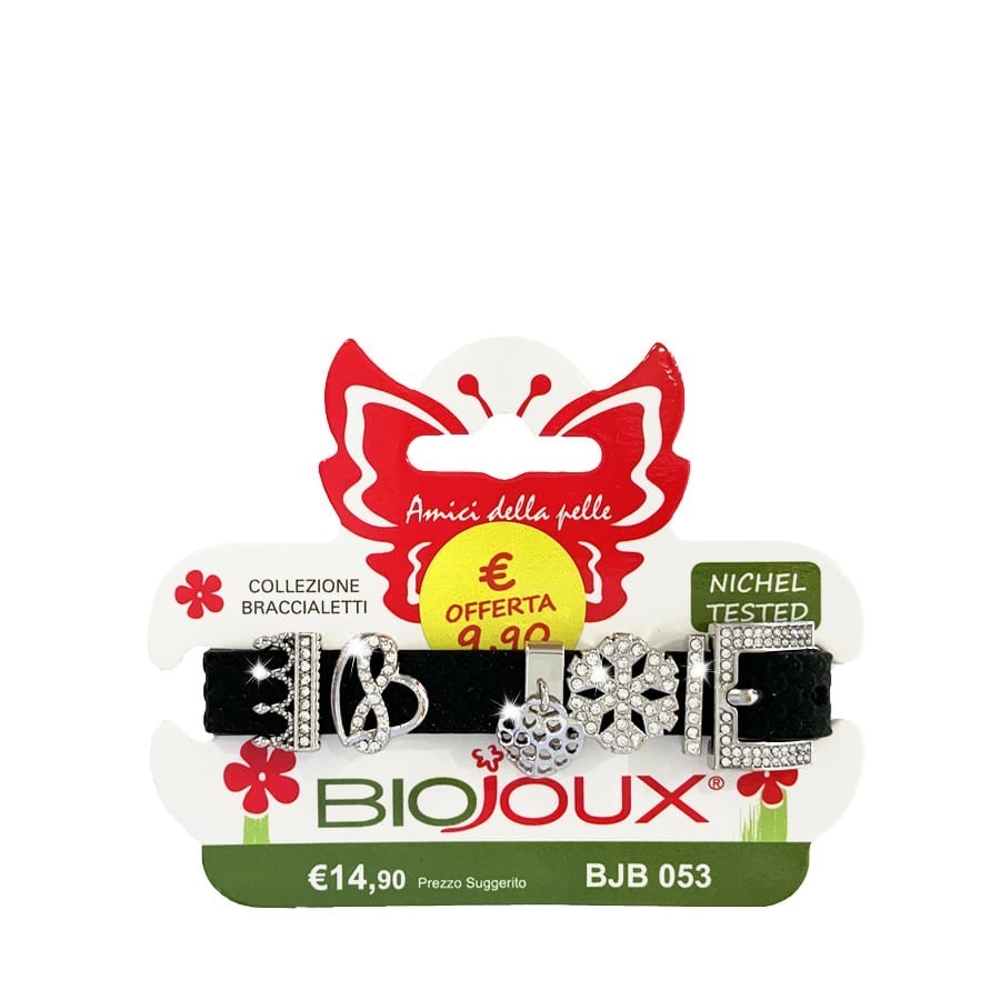 Biojoux Braccialetto Silicone Blak Royalty Charms Metallo