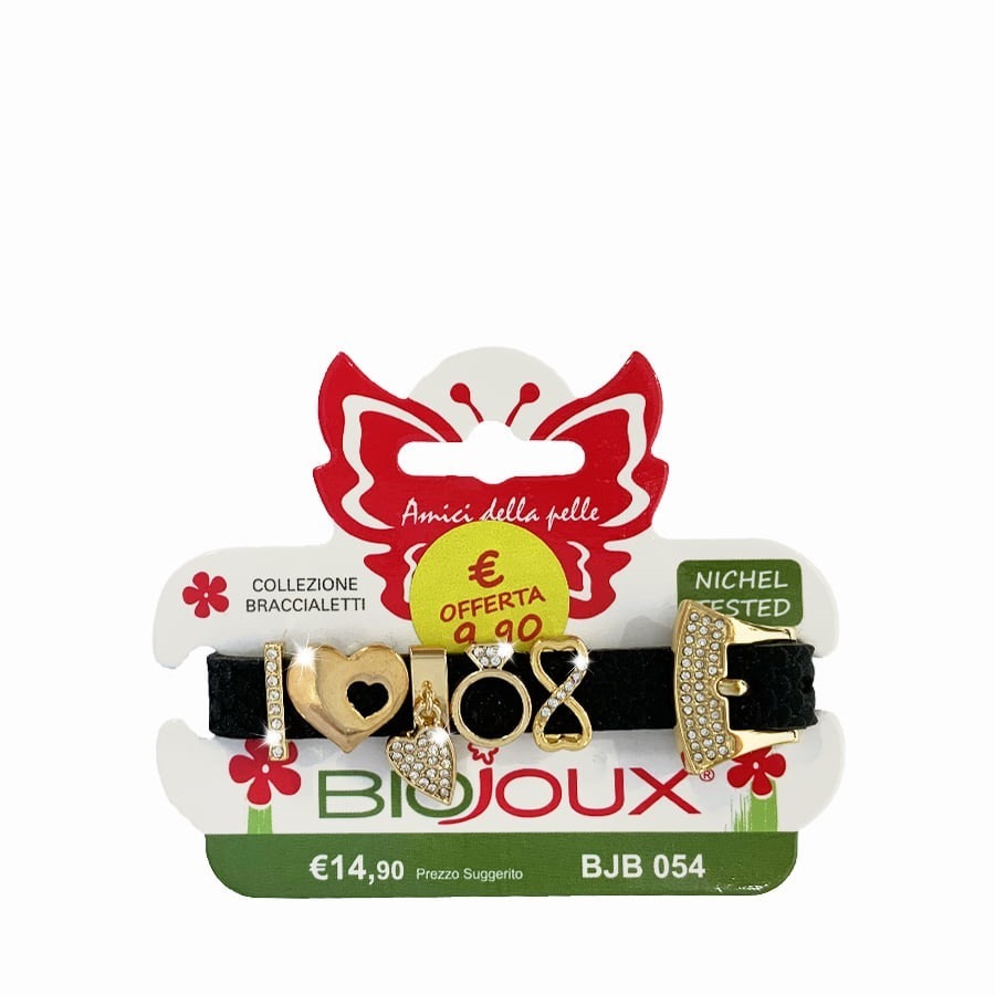 Biojoux Braccialetto Silicone Blak True Love Charms Metallo