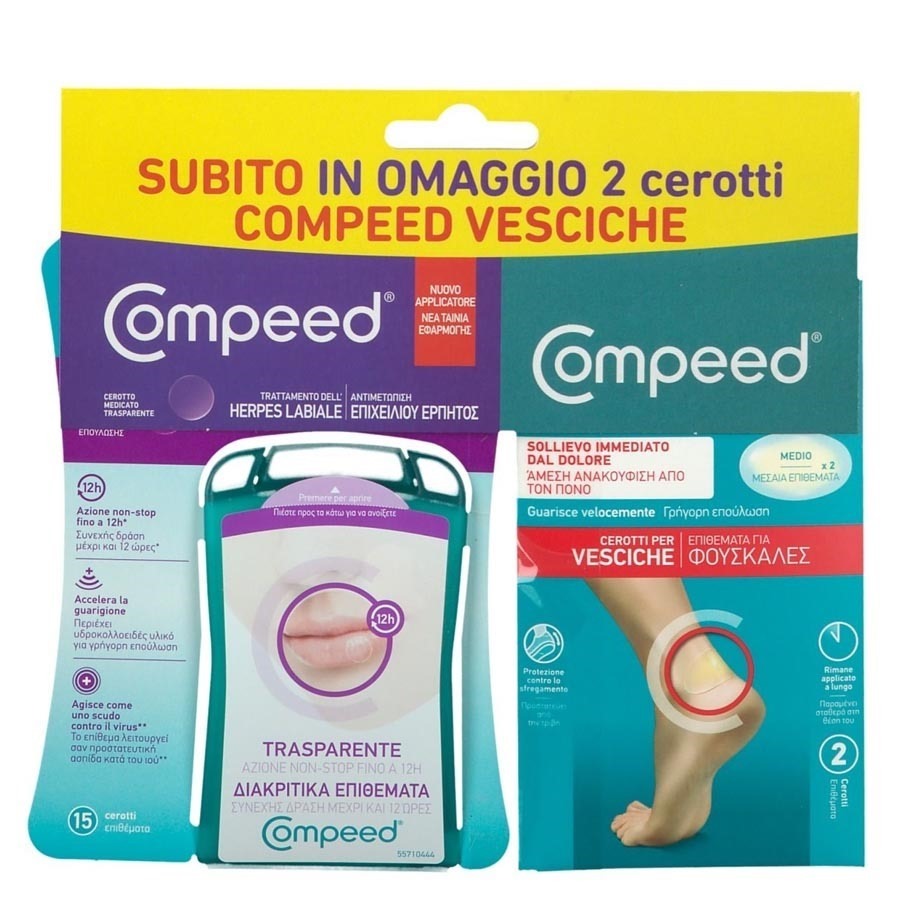 Compeed Trattamento Herpes Labiale + Cerotti Vesciche Medi 17 Pezzi