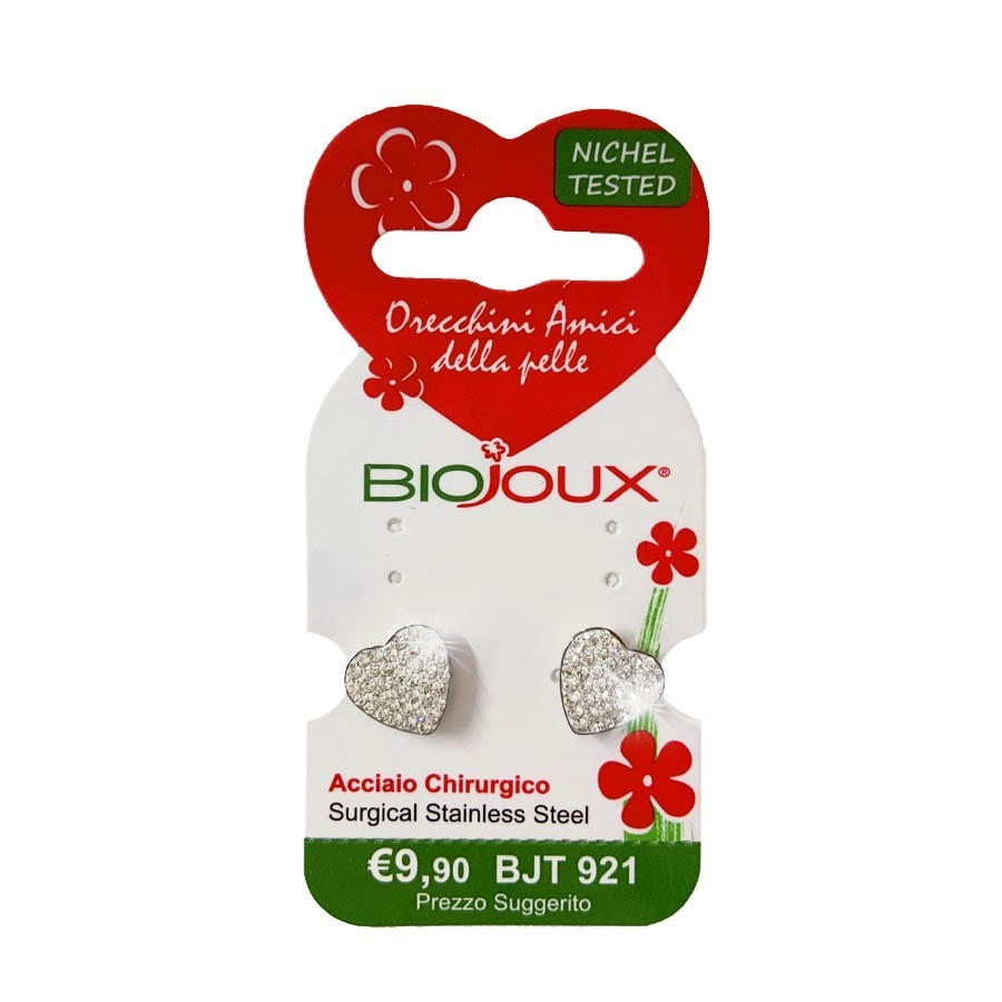 Biojoux Orecchini White Pave Crystal Heart 10 mm