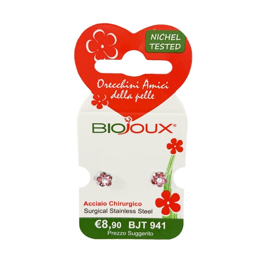 Biojoux Orecchini Crystal Rose White Flower 6MM