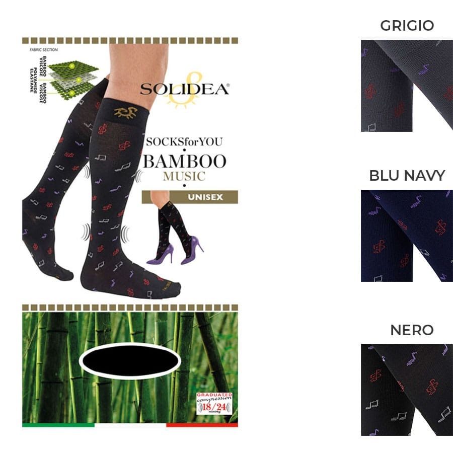 Solidea Socks For You Bamboo Music Nero Taglia L