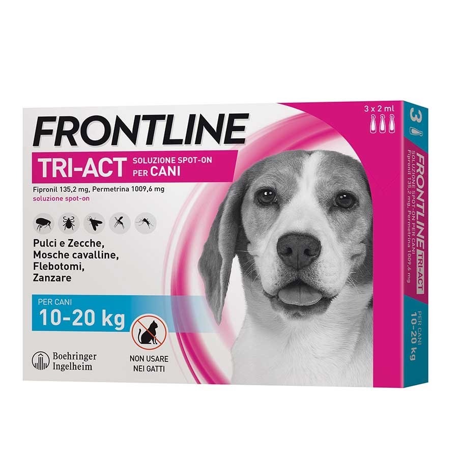 Frontline Tri Act Soluzione Spot On per Cani 10-20Kg 3 pipette da 2ml