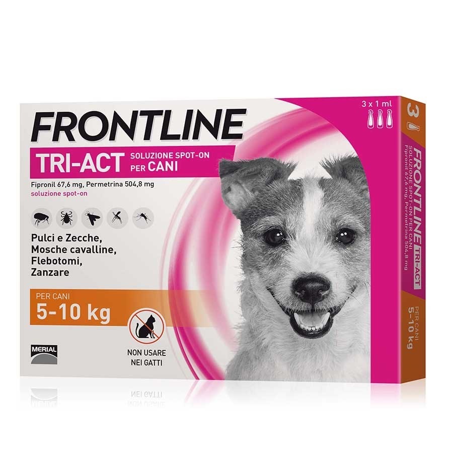 Frontline Tri Act Soluzione Spot On per Cani 5-10Kg 3 pipette da 1ml