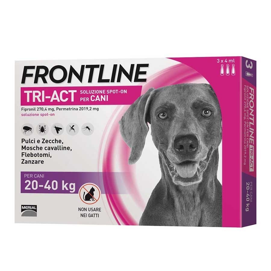 Frontline Tri Act Soluzione Spot On per Cani 20-40Kg 3 pipette da 4ml