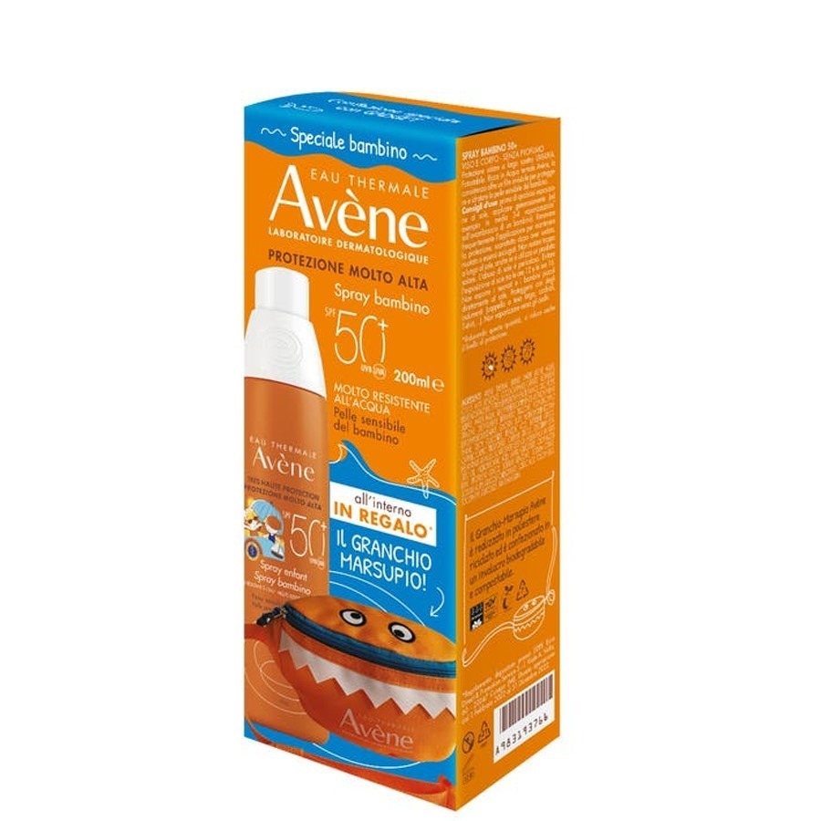 Avene Spray Solare Bambino SPF50+ 200ml con Marsupio Granchio OMAGGIO