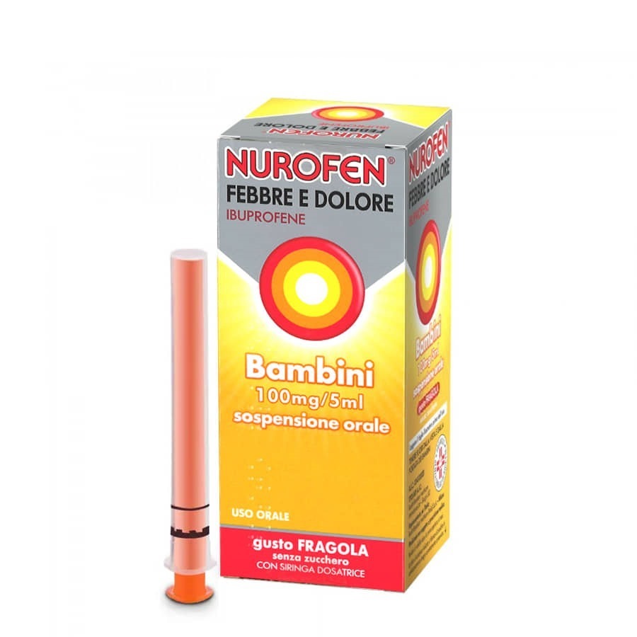 Nurofen Febbre e Dolore Bambini Sciroppo Sospensione Orale 100mg/5ml Gusto Fragola 150ml