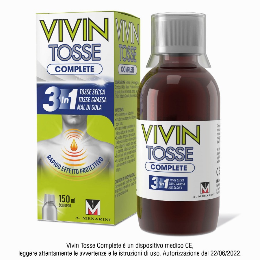 Vivin Tosse Complete 3in1 Tosse Secca Grassa e Mal Di Gola Sciroppo 150ML