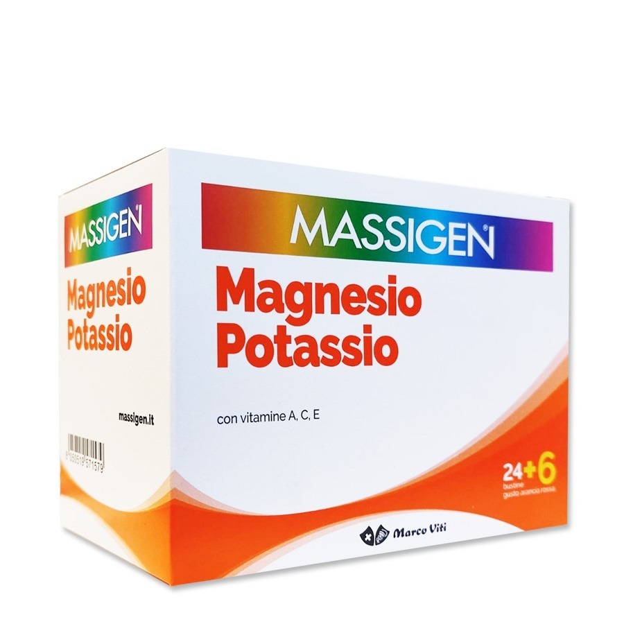 Massigen Magnesio e Potassio 24 Bustine + 6 Bustine in OMAGGIO