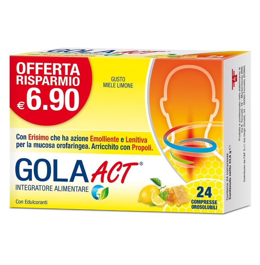 Gola Act Miele Limone Integratore per la Gola 24 Compresse Orosolubili