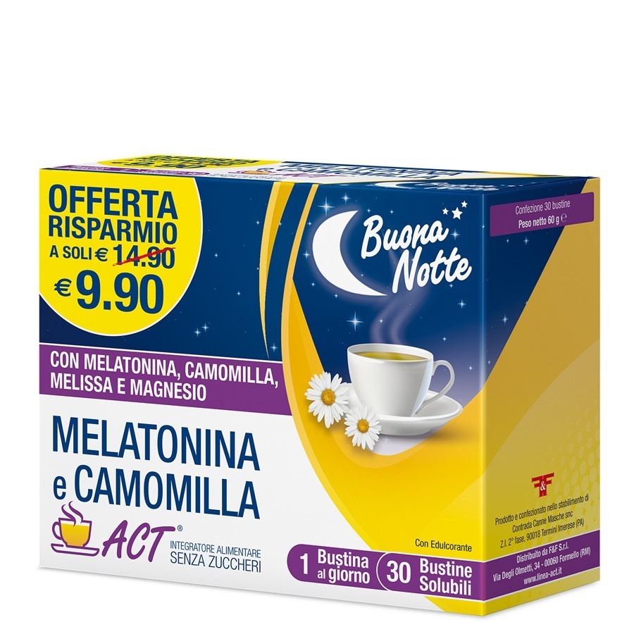 Melatonina e Camomilla Act 30 Bustine Orosolubili