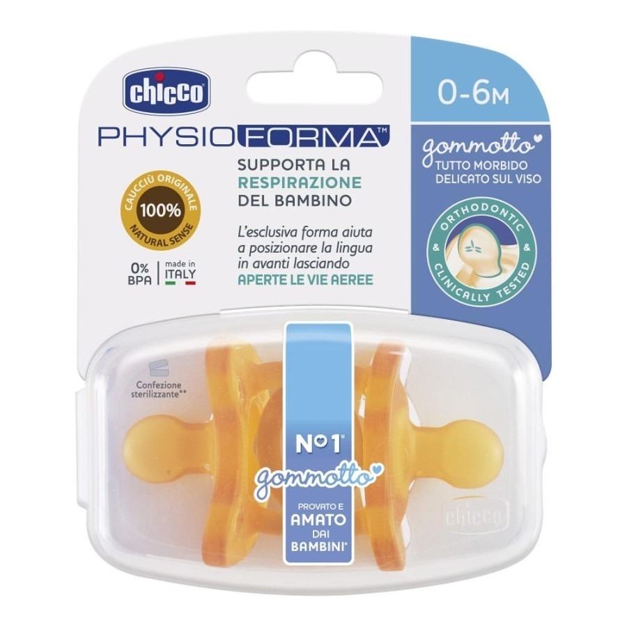 Chicco PhysioForma Gommotto Ciuccio Caucciu 0-6 Mesi Confezione 2 Pezzi