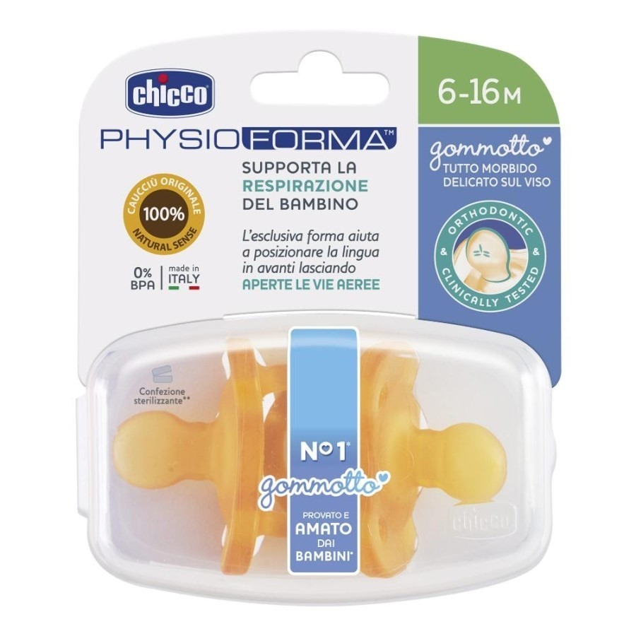 Chicco PhysioForma Gommotto Ciuccio Caucciu 6-16 Mesi Confezione 2 Pezzi