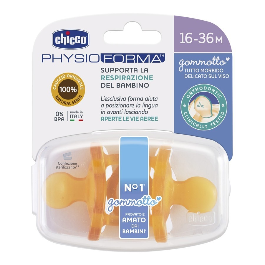 Chicco PhysioForma Gommotto Ciuccio Caucciu 16-36 Mesi Confezione 2 Pezzi