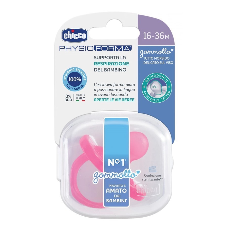 Chicco PhysioForma Gommotto Ciuccio Silicone Rosa 16-36 Mesi Confezione 1 Pezzo