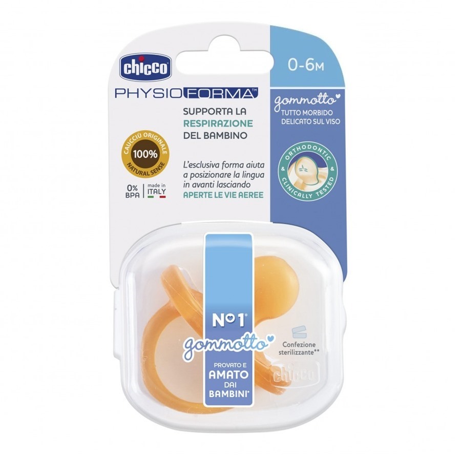 Chicco PhysioForma Gommotto Ciuccio Caucciu 0-6 Mesi Confezione 1 Pezzo