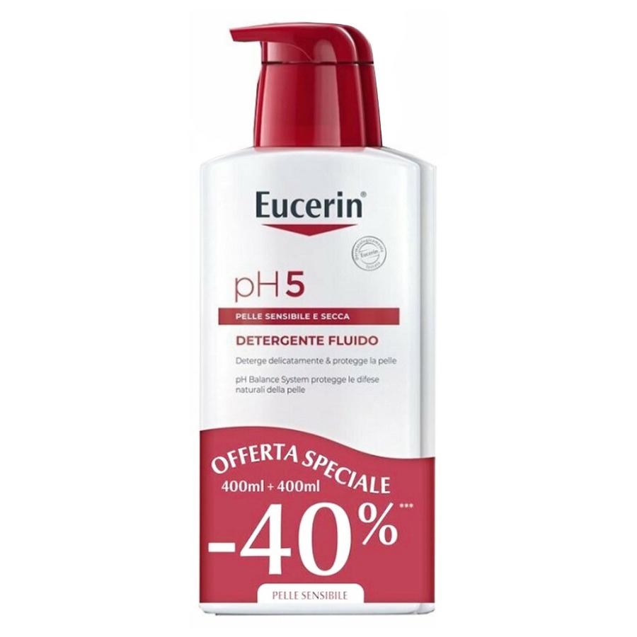 Eucerin pH5 Detergente Fluido Pelle Sensibile Bipacco Promo 400+400ml